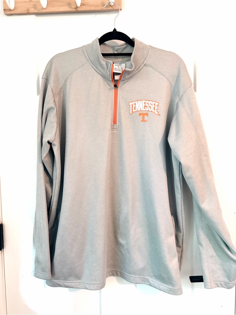 Champion Light Gray Quarter-Zip Pullover with Orange Tennessee Logo